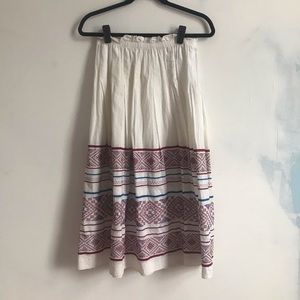 Vintage Aztec Embroidered Midi Skirt